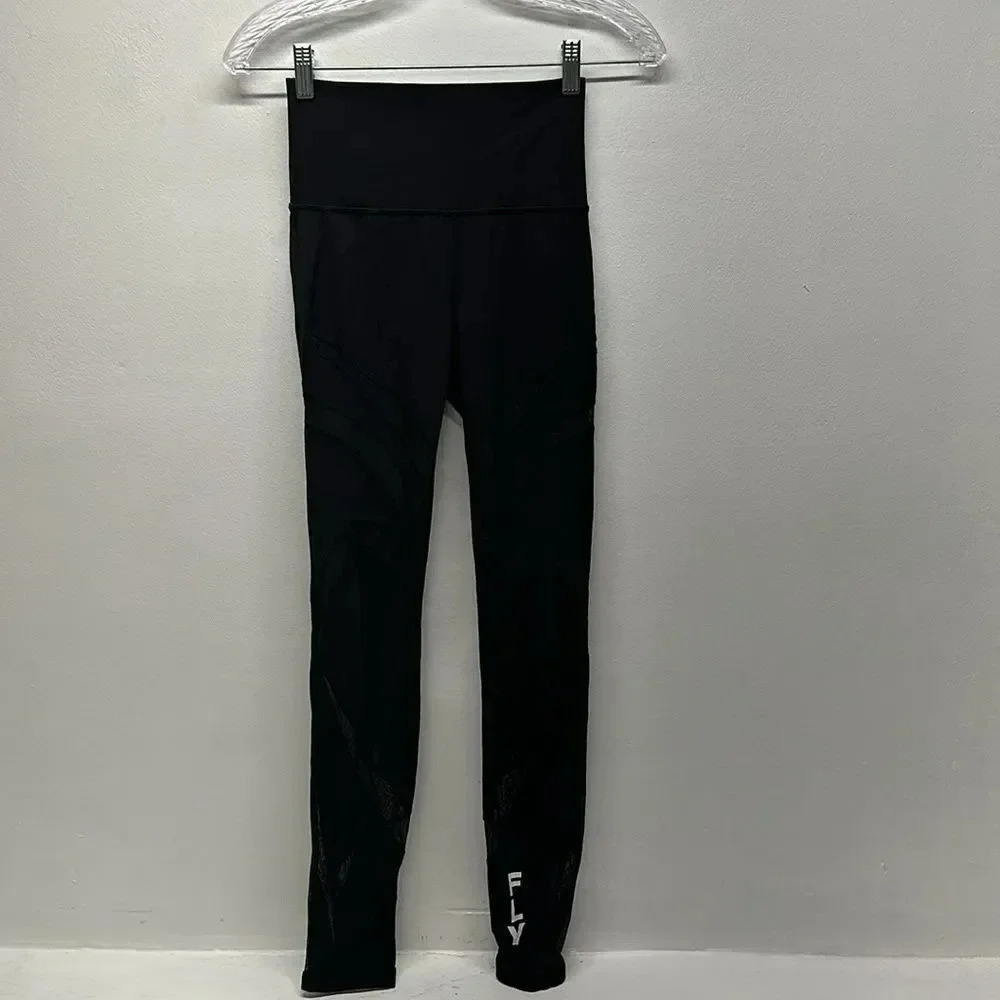 Lululemon Wunder Under Hi-Rise Tight Leggings Cut Out Mesh 28" Black Size 4